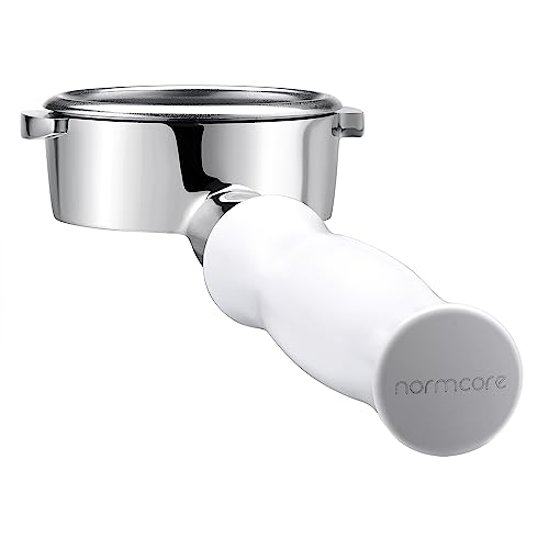 Image of Normcore 58mm Bottomless Portafilter for La Marzocco Espresso Machine - Non-Stick Coating, White Anodized Aluminum Handle - Basket Included