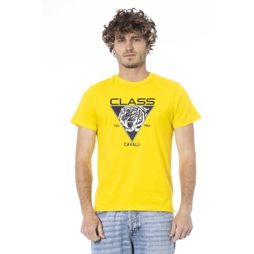T-shirt Cavalli Class en coton blanc avec logo imprimé pour homme