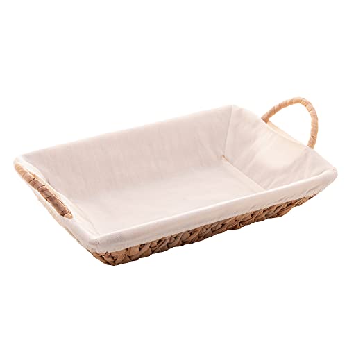 CESTA RETANGULAR DE FIBRA NATURAL COM FORRO EM TECIDO E ALÇA LYOR 31CMx21CMx7CM