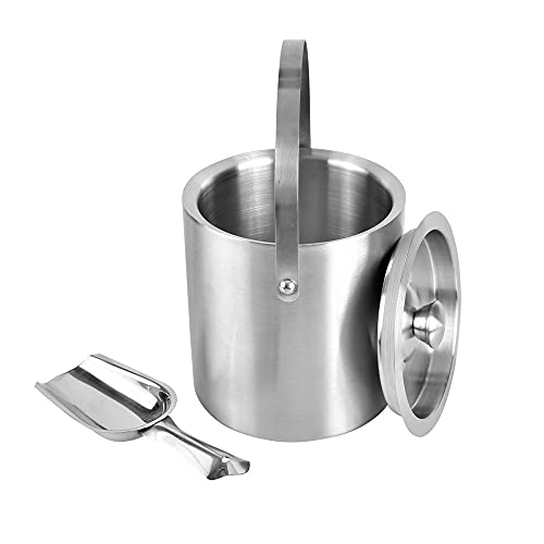 Kosma Stainless Steel Double Wall Ice Bucket with Ice Scoop - 3 Litre, Silver - Image 2