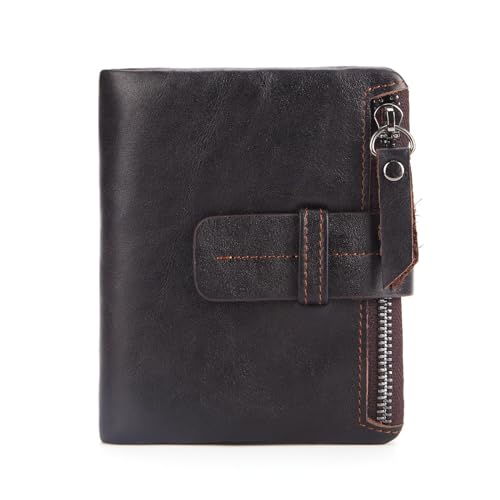 Portefeuille court vintage marron avec multi-cartes et clip monnaie pour homme