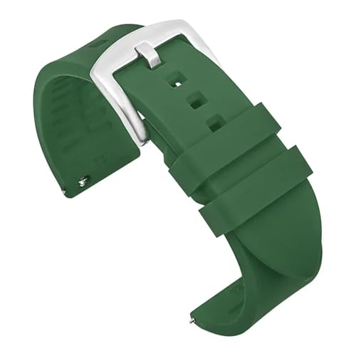 Bracelet montre silicone 20mm LUGEMA vert finition boucle argent premium