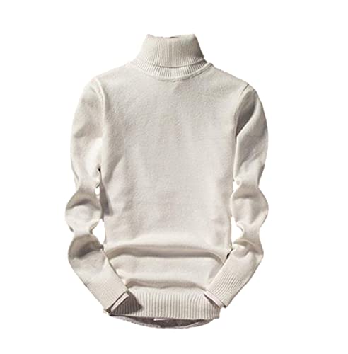 Pull de Noël homme en cachemire blanc col roulé taille M confortable YIOLEAMP