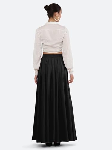 Image of JYESHTA Women's American Crepe Flared A Line Stitched Long Skirt with 12 Mtr Flare 40 in Height | Skirts for Women Long Length | Long Skirts for Girls