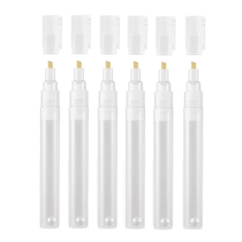 VENOAL 6 marcadores vacíos rellenables de pintura en , redondos, inclinados, para manualidades, kit de pintura de 6 mm