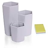 Diseño único - portalapices escritorio diseño hexagonal, simple pero elegante. portalapices escritorio 3 compartimentos divididos facilitan la organización de bolígrafos, lápices, marcadores y accesorios para pinceles de maquillaje.