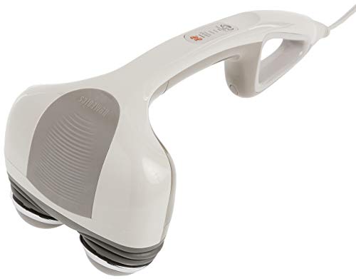 Image of Homedics Percussion Action Massager with Heat | Adjustable Intensity, Dual Pivoting Heads | 2 Sets Interchangeable Nodes, Heated Muscle Kneading for Back, Shoulders, Feet, Legs, & Neck