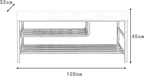 Banco moderno para guardar zapatos con estructura de metal reforzado y diseño limpio 4