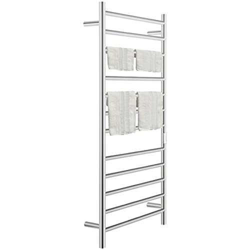 Vevor Heated Towel Rack, 12-Bar Towel Warmer Rack, Wall Mounted Electric Towel Warmer, Electric Towel Drying Rack With Timer, Polished Stainless Steel Heated Towel Warmer For Bath, Plug-In/Hardwired #TOP12