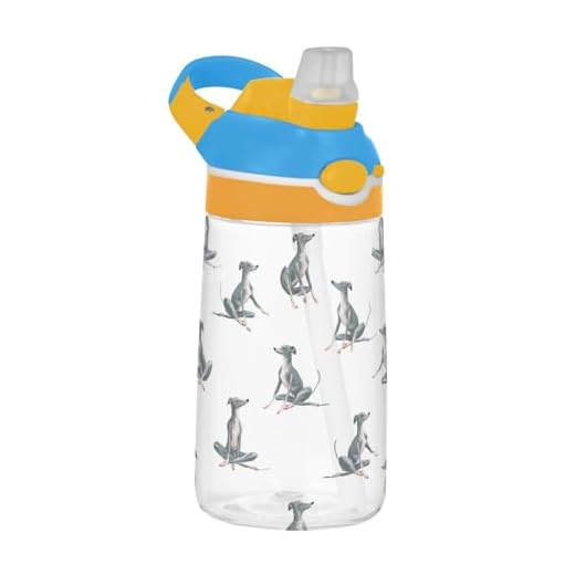 Kcldeci Kids Water Bottle For School or Travel,Gray Italian Greyhound Dog 16oz Durable Plastic Water Bottle With Straw for Girls Boys,Clear