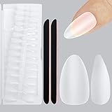 Almond Nail Tips - 480 Pcs Upgraded Matte Soft Gel Nail Tips No Filed, Pre-shaped Full Cover Clear A