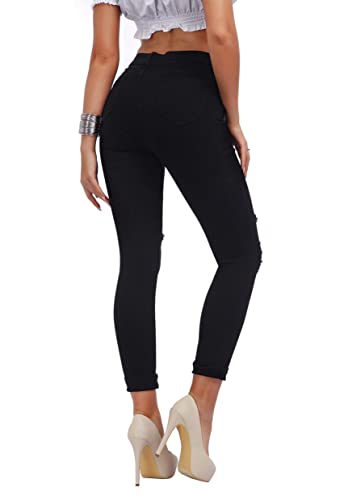 Image of Women's High Waisted Jeans for Women Ripped Skinny Stretch Jeans Distressed Butt Lifting Denim Pants