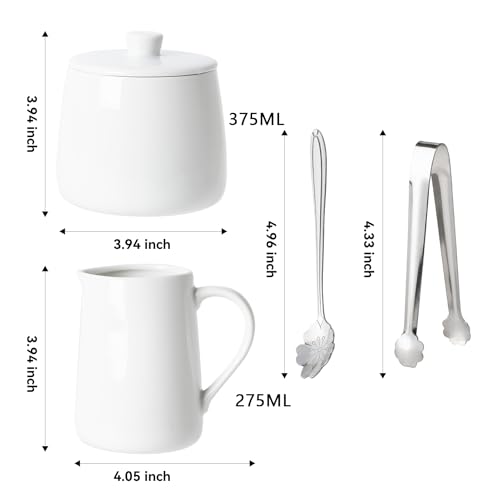 Abestware Sugar and Creamer Set, Ceramic Sugar Bowl with Lid and Spoon, Creamer Container for Coffee - Thumbnail 6