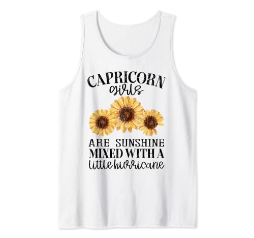 Sunflower Sunshine Capricornio Funny Zodiac Graphic Camiseta sin Mangas