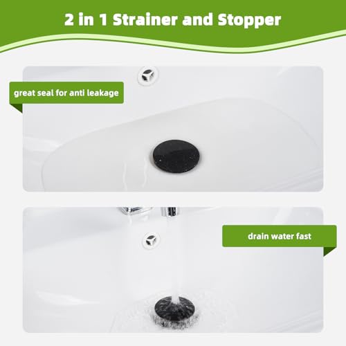 Image of Universal Bathroom Sink Drain Stopper Strainer, 2PCS, Oil Rubbed Bronze | 2 in 1 Pop Up Sink Stopper for 1.1''~2.36'' Sink Basin Hole, Hair Catcher with Removable Stainless Steel Filter Basket