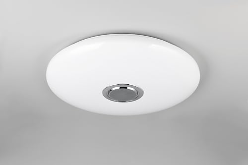Reality Leuchten Plafonnier Led Musica R69031901, Abat-Jour En Plastique Blanc Avec Effet Starlight, Led 33 Watts, TéLéCommande, Changement De Couleur, Haut-Parleur Bluetooth, - 10