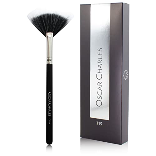 Oscar Charles 119 Luxe Professional Small Duo, Brocha de maquillaje en abanico, Plata