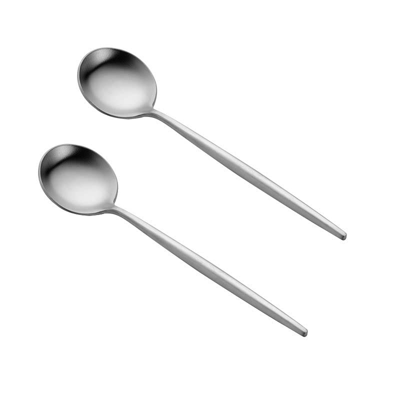 Set Cucchiaio da tavola Cucchiaio in Acciaio Inox 304 Smerigliato, for Uso Domestico Uomo d'ufficio, Cucchiaio da zuppa Durevole Cucchiaio da tavola/Mestoli da minestra (Color : 4)