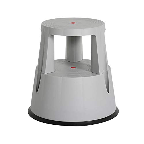 SIR Visual | Taburete con Ruedas Plegables, 2 Peldaños, Base Antideslizante de Goma - Capacidad de Carga 150 kg, Fácil y Ligero de Mover, 4 Colores (Gris)