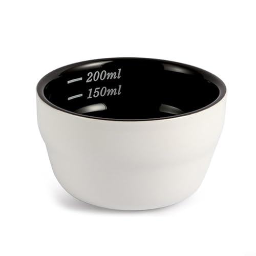 Yuanpgky Cuenco medidor de taza de café con base antideslizante para dosificación de espresso y pesaje de granos de café, cuencos profesionales de porcelana para entusiastas de la preparación casera