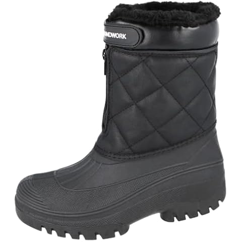 Groundwork LS132 Womens Muckers Mukker Stable Winter Waterproof Lined Snow Boots Thermal Fur Fleece Lined Shoe (6 UK, Black LS132, numeric_6) Cover
