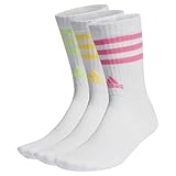 adidas 3-stripes cushioned crew socks 3 pairs calzini, white/lucid pink/white/spark, 42 2/3-44 2/3 unisex-adulto