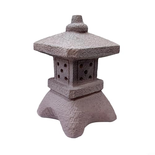 CashMuch Lanterna a forma di pagoda a energia solare, statua a torre di pietra, in poliresina, a LED, decorazione per esterni, per giardino, patio, stile giapponese, grigio (A)