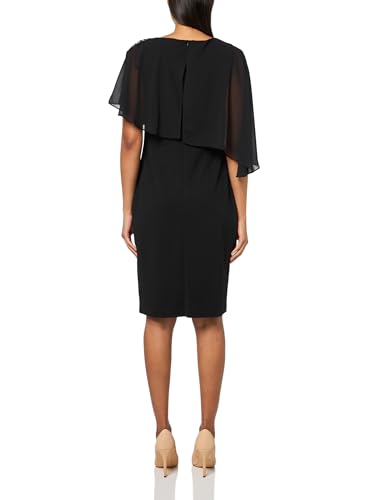 Image of Jessica Howard Women's Sleeveless Boat Neck Chiffon Caped Sheath Midi Dress