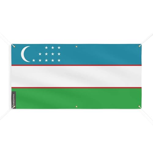 Drapeau Ouzbékistan 90x180cm de qualité supérieure avec finitions oeillets