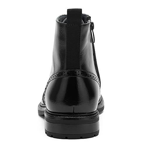 Image of Temeshu Men's Wingtip Ankle Boot Side Zip Motorcycle Oxford Boots (with shoelaces) HH07 Black 7