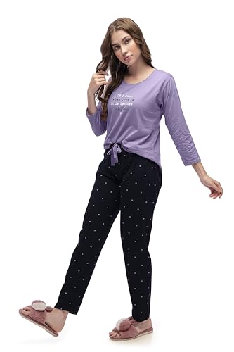 Image of LOTIK Women Cotton Heart Print Top & Payjama Full Sleeve Night Suit Set