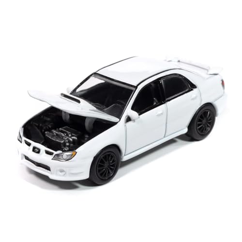 Johnny Lightning 1/64 2006 Impreza WRX White Mecum Storage Tin miniatura 2