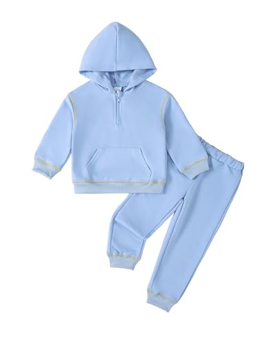 Toddler Kids Girls Clothes Fashion Half Zip Hoodies Solid Sweatpants Sweatsuit Jogger Set 2 Piece Girls Outfits