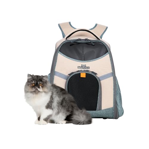 BOSERMEN Cat Backpack, Pet Backpack for Travel Hiking Camping Outdoor, Ventilated Pet Hiking Backpack Travel Bag, Airline Approved Cat Backpack(Light Yellow)