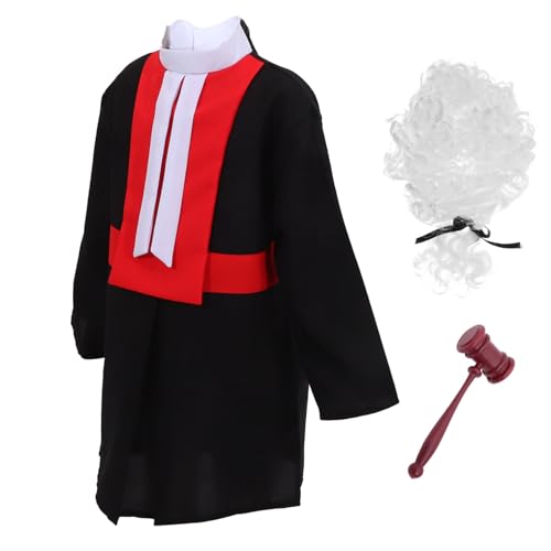 Toddmomy 1 Juego Disfraz De Juez De Juez Juez De Traje De Bebé Juguetes De Juego Traje De Juez De Juego De Rol Profesional Peluca De Juez El Plastico