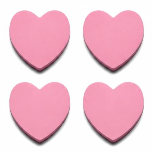 Merzio 4 Pads Cute Heart Shaped Sticky Notes Pink Colours 400 Sheets Pet Pad 7x7cm Removable Strong Adhesive Mini Post It Notes for Office School Home and Pink Stationery Accessories