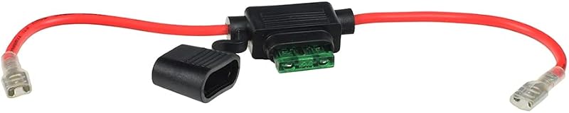 Porta-fusível em linha AlveyTech 30 A ATM com fio 12 AWG e terminais de bateria de 1/4" – 600 V, 1 unidade