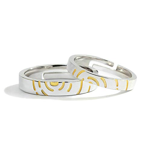 KnSam Bague Réglable Couple Argent 925 Alliance Artisanale Haute Qualité