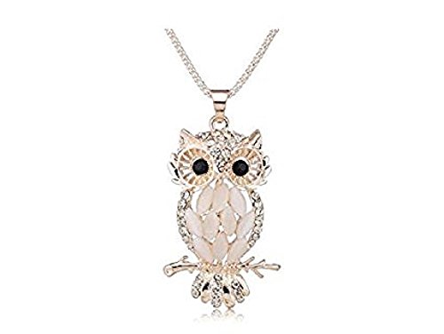 Oceanus Fashion Stylish Sparkling Owl Crystal Pendant & Necklace for Women and Girls