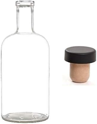 Nakpunar 25 oz Nordic Thin Base Glass Liquor Bottle with T-Top Synthetic Cork 750 ml cc - Made in USA (1, Thin Bottom Glass)