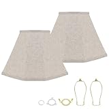 DRAWNCAT Rectangular Lamp Shade Set with 2 Lamp Harps – 2-Pack Oatmeal Linen Shades with Metal Frame, 6'x13'x10', Spider Fitter for E26/E14 Table, Floor, and Pendant Lamps