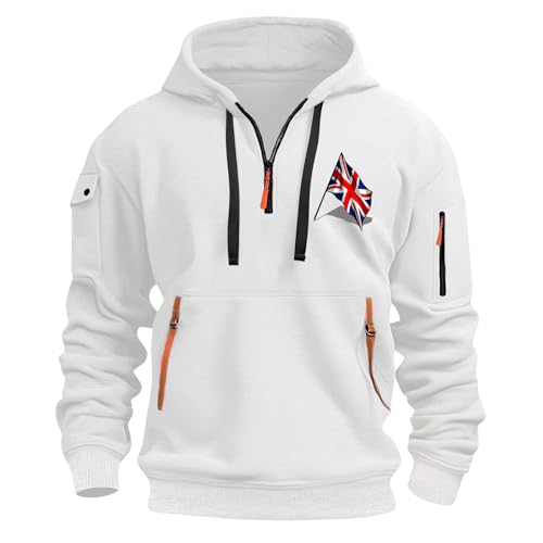 Men's UK England Flag Style Stylish Loose Fit Drawstring Pockets Hoodie Hooded Hood Sweatshirts Printed Zip-Up Hoodie Long Sleeve Casual Comfortable Polyester Lightweight Trendy Streetwear Jacket