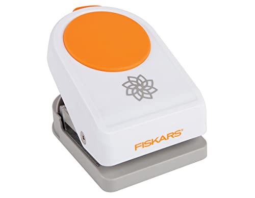 Fiskars Perforadora de figuras complicadas XL - Lotus, Ø 5 cm, Acero de calidad/Plástico, Blanco/Naranja, 1015773