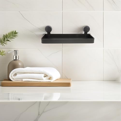 Étagère murale de salle de bain sans perçage avec support stable en verre - 8