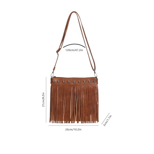 Sac de téléphone portable à franges en cuir PU rétro