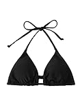 SheIn Damen Bikinioberteile Triangel Bikinis Top Neckholder Bikini Oberteil Swimwear Bikini Top Schwarz L