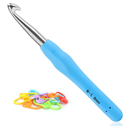 Image of Vodiye Professional Extra Long 10mm Crochet Hooks, Ergonomic Handle Set for Beginners and Experienced Lovers