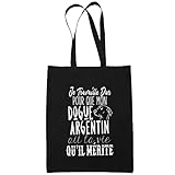  Planetee Sac Tote Bag Dogue Argentin Je travaille dur Noir  Sac caban en toile coton idée cadeau anniversaire
