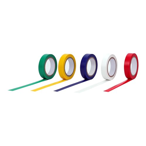 Image of Amazon Basics Strong Adhesive Electrical Tape for Home, DIY, Automotive, Electrical Protection, Labeling and Craft Projects, 1 /2 inch x 6.66 Yard, Multi-Color, 10 Count (Pack of 12)