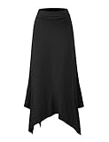 Doublju Womens Light Handkerchief Waist Long Skirt Black Large